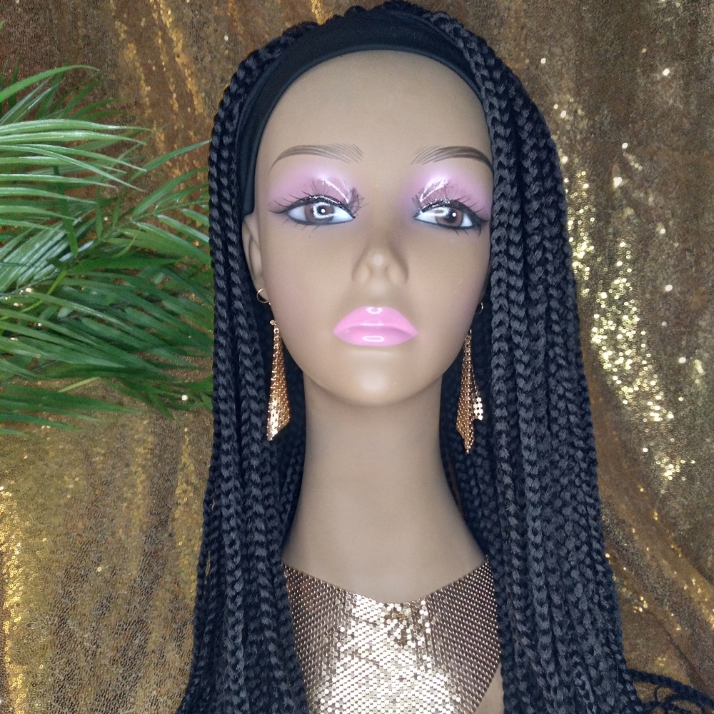 Headband Wig Box Braids Updo Wig Long Wigs Braided Wigs for Black women